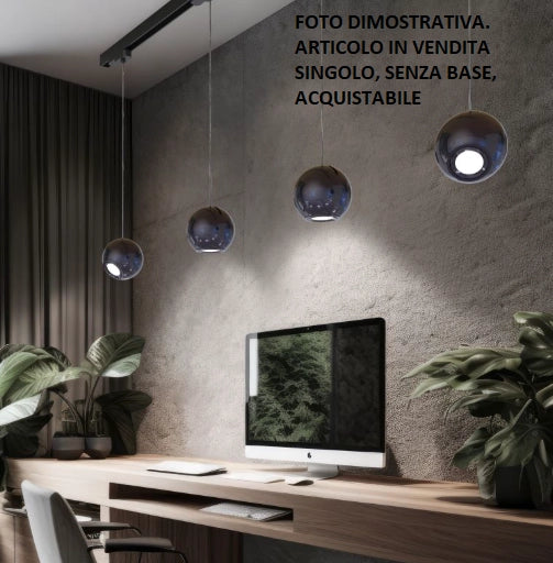 NEMO-NP Sospensione 1 luce senza base  attacco GU10 lampadina inclusa colore nero perla lucido diametro 12cm