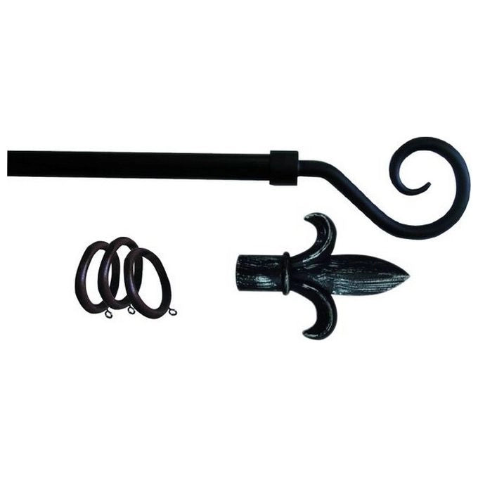 Bastoni per Tende Ferro KIT_ Antracite P.Ricciolo 120-210 cm