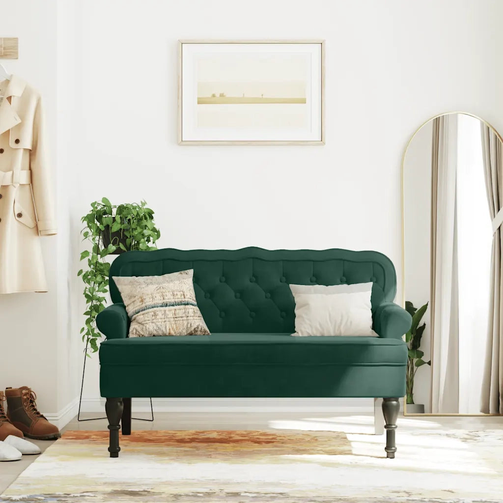 Panca con Schienale Verde Scuro 119,5x64,5x75 cm in Velluto CFW8086069