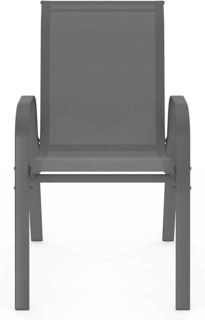 Set di 6 sedie impilabili in metallo e textilene grigio, nero, blu LYMA