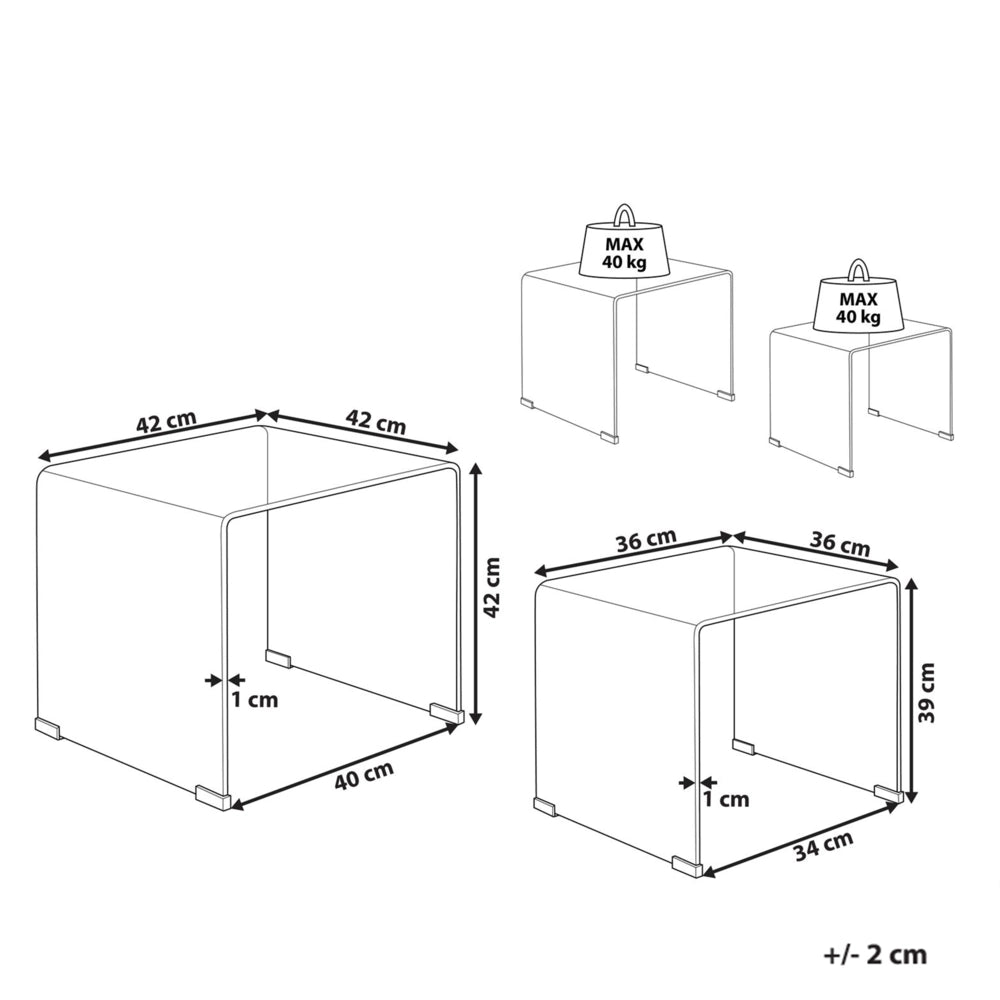 Set di 2 Tavolini Rettangolari a Nido in Vetro marrone stile Minimalista soggiorno