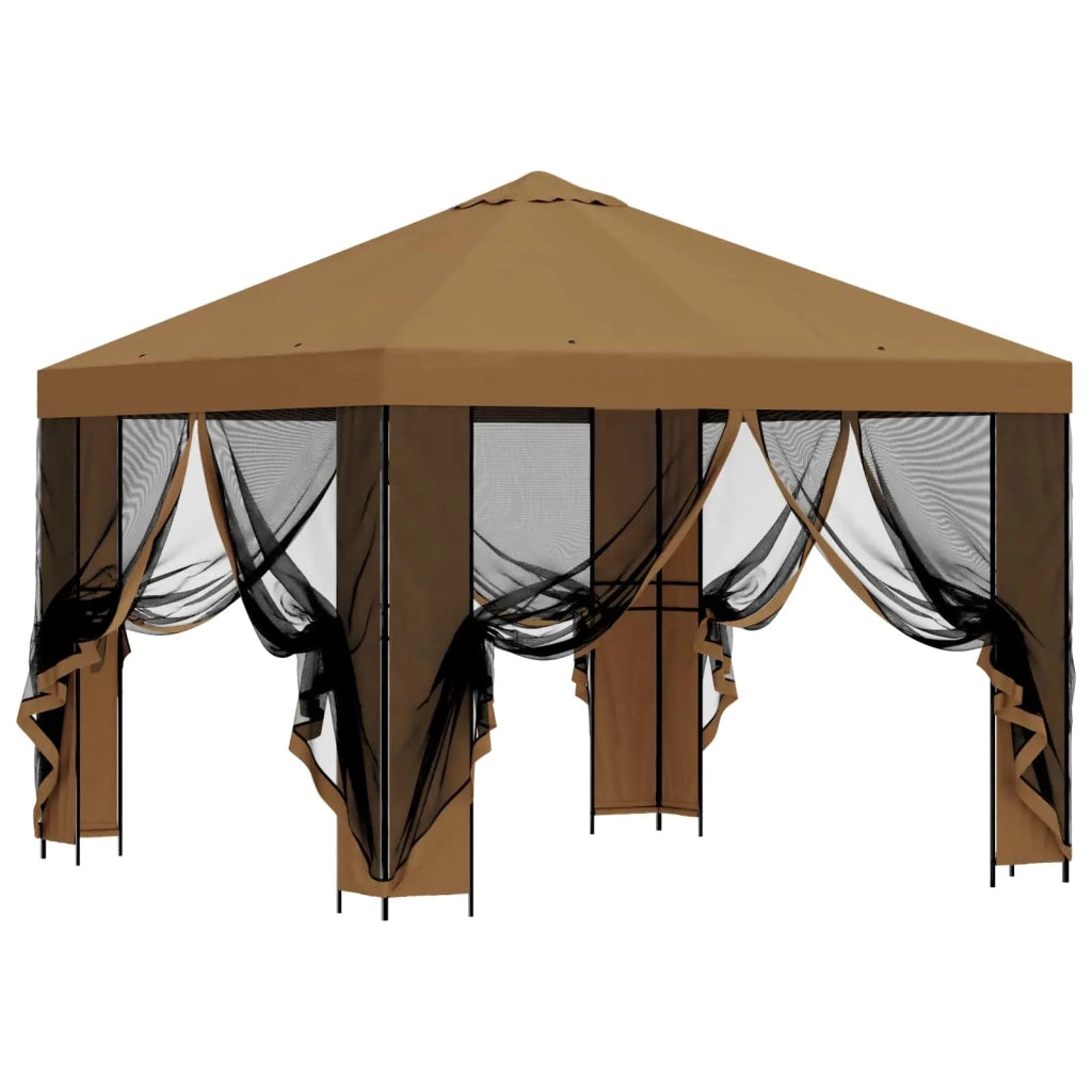 Gazebo da giardino con pareti laterali 3 x 3 m Beige 900361