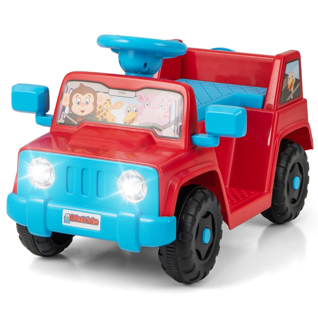 Auto elettrica 6v per bambini ¨¨ un giocattolo con luci led, Auto elettrica con effetto motore si accende con pulsante Rosso-Macchinine giocattoli