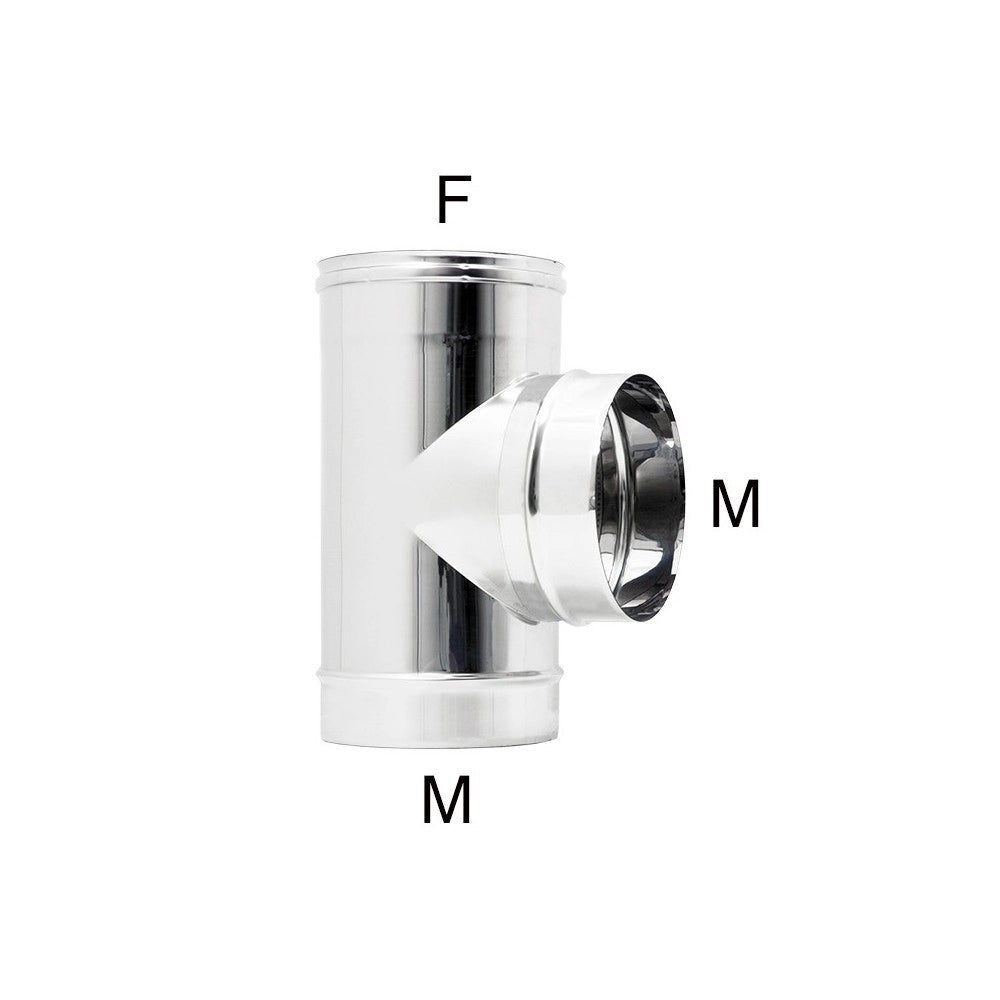 Raccordo inox a t braga mf da 150mm codino m aisi 304