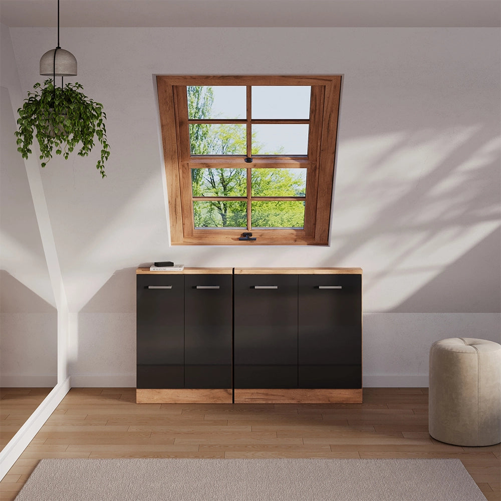 Set di mobili sottotetto Rion Antracite lucido/Rovere dorato Set di 2 Vicco