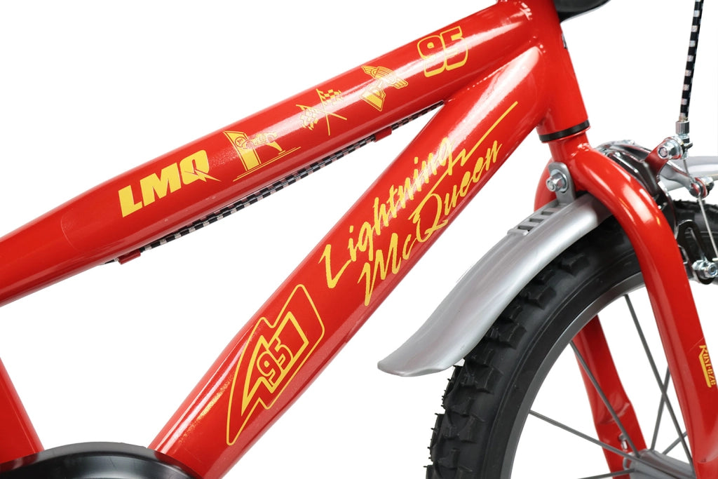 Bicicletta per Bambini 14" Disney Cars Freni Caliper e Stabilizzatori in Acciaio Hi-Ten Rosso