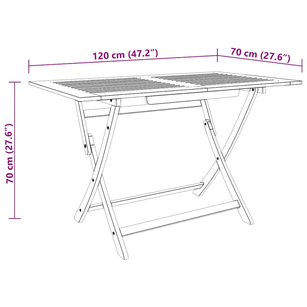 Tavolo Giardino Pieghevole 120x70x75cm Legno Massello Eucalipto