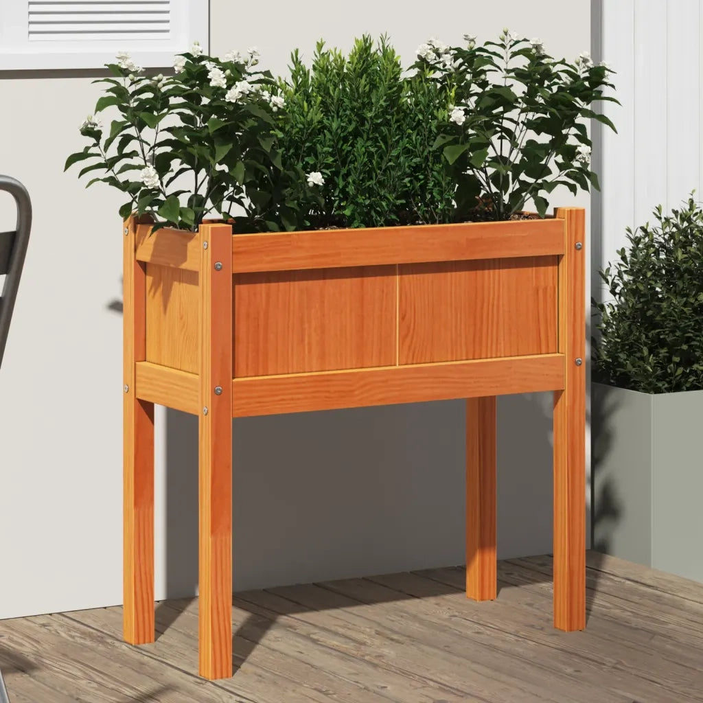 Fioriera Giardino-Vaso da Esterno-Contenitore per Piante Gambe Marrone Cera 70x31x70 cm Massello Pino
