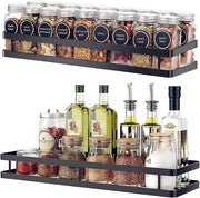 Organizzatore per Cucina da Parete 40 cm Set di 2 in Metallo per Bagno e Cucina Nero