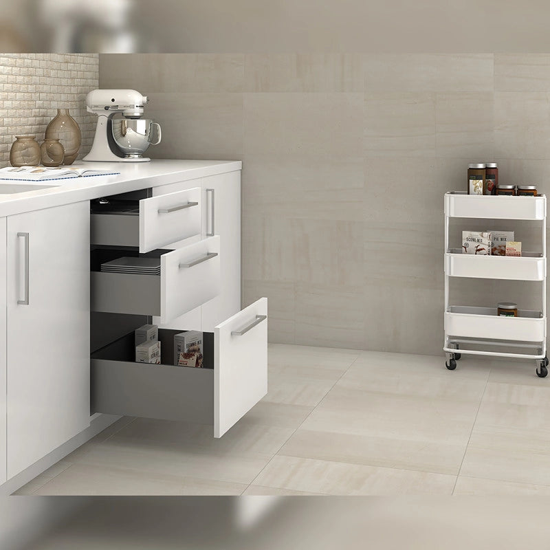 Cassetto esterno Concept 30kg, altezza 185mm, profondità 350mm, Acciaio, Verniciato bianco