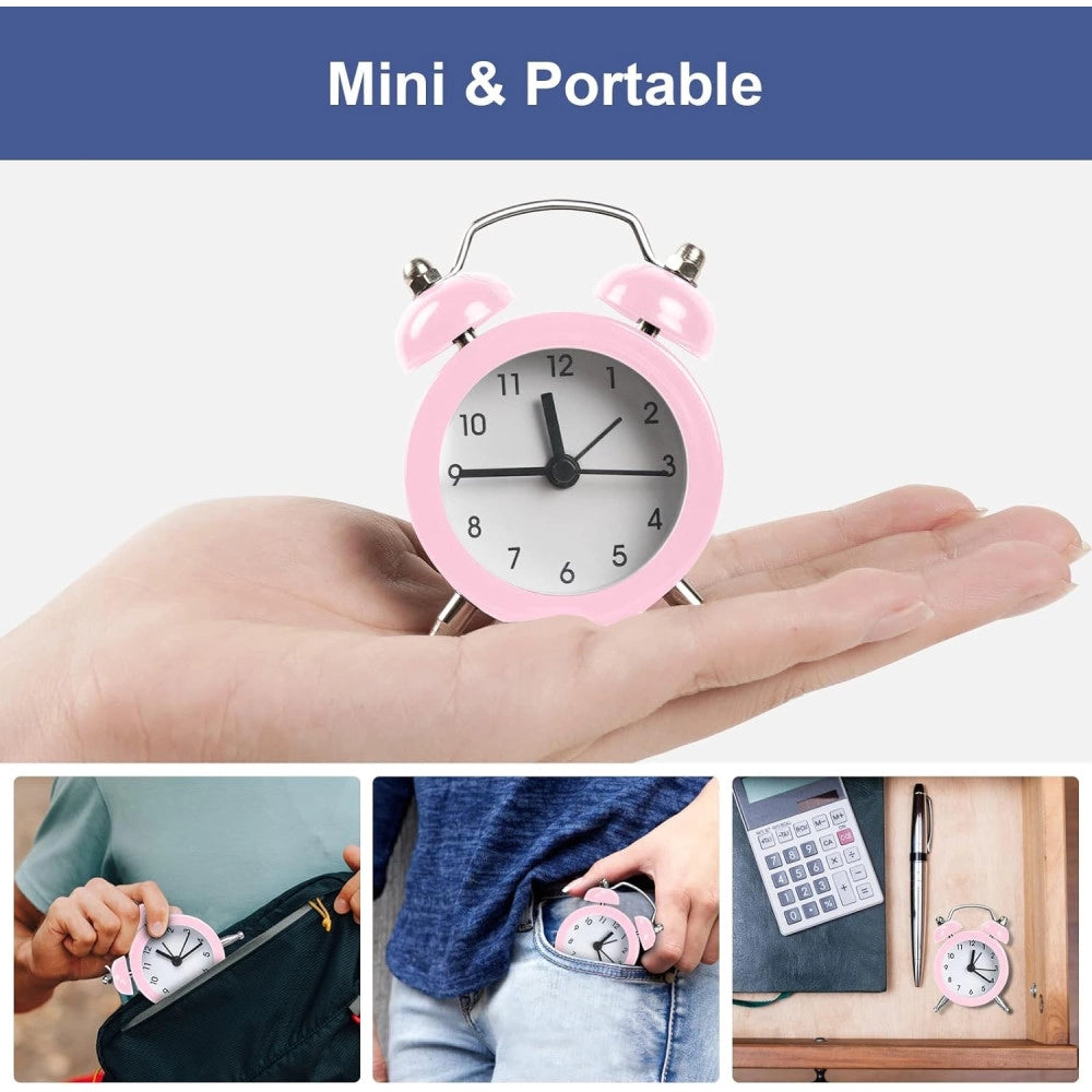 Trade Shop - Mini Sveglia Analogico Da Tavolo Piccola Orologio Allarme Sonoro -