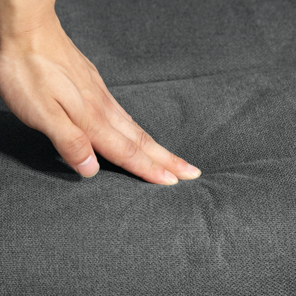 Poltrona relax con poggiapiedi, reclinabile manualmente, in poliestere grigio scuro