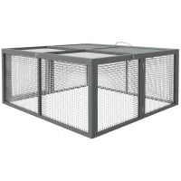 Gabbia per Conigli, Gabbia per Piccoli Animali, Tetto Apribile, Legno di Pino, 120x120x57cm, Naturale