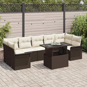 Set Divano da Giardino con cuscino 8 pcs Marrone polyrattan 3348234
