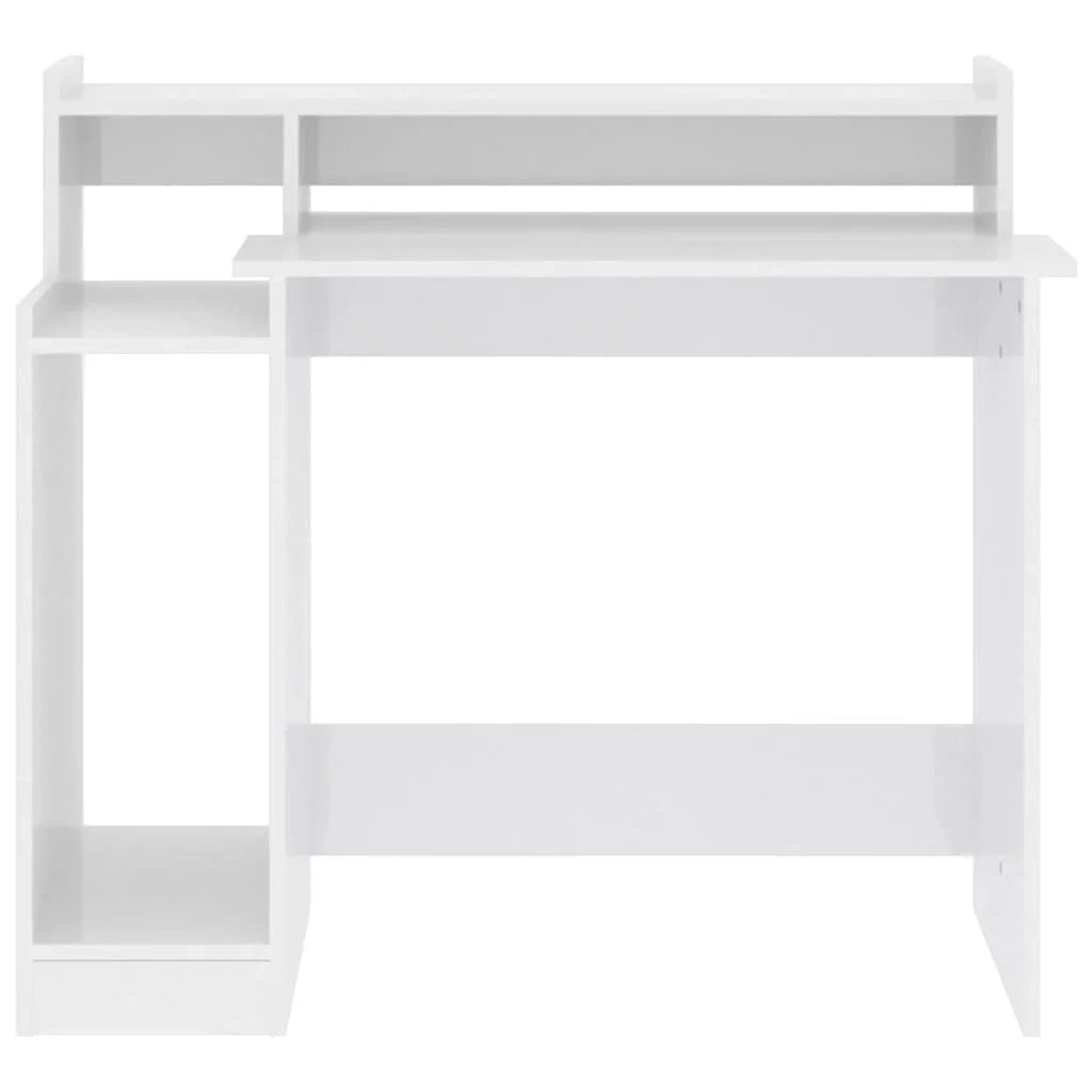 Scrivania tavolo postazione di lavoro mobile per computer studio luci a LED lucido 97 x 45 x 90 cm legno ingegnerizzato bianco 02_0023867