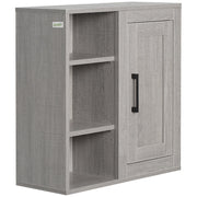 Pensile Bagno con 3 Ripiani Aperti e Armadietto 48x20x50 cm in Legno Truciolare Grigio