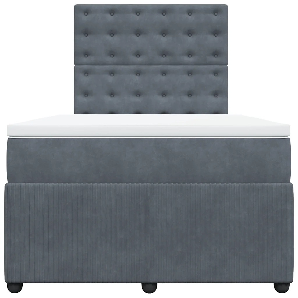 Giroletto a Molle con Materasso Grigio Scuro 120x190 cm Velluto