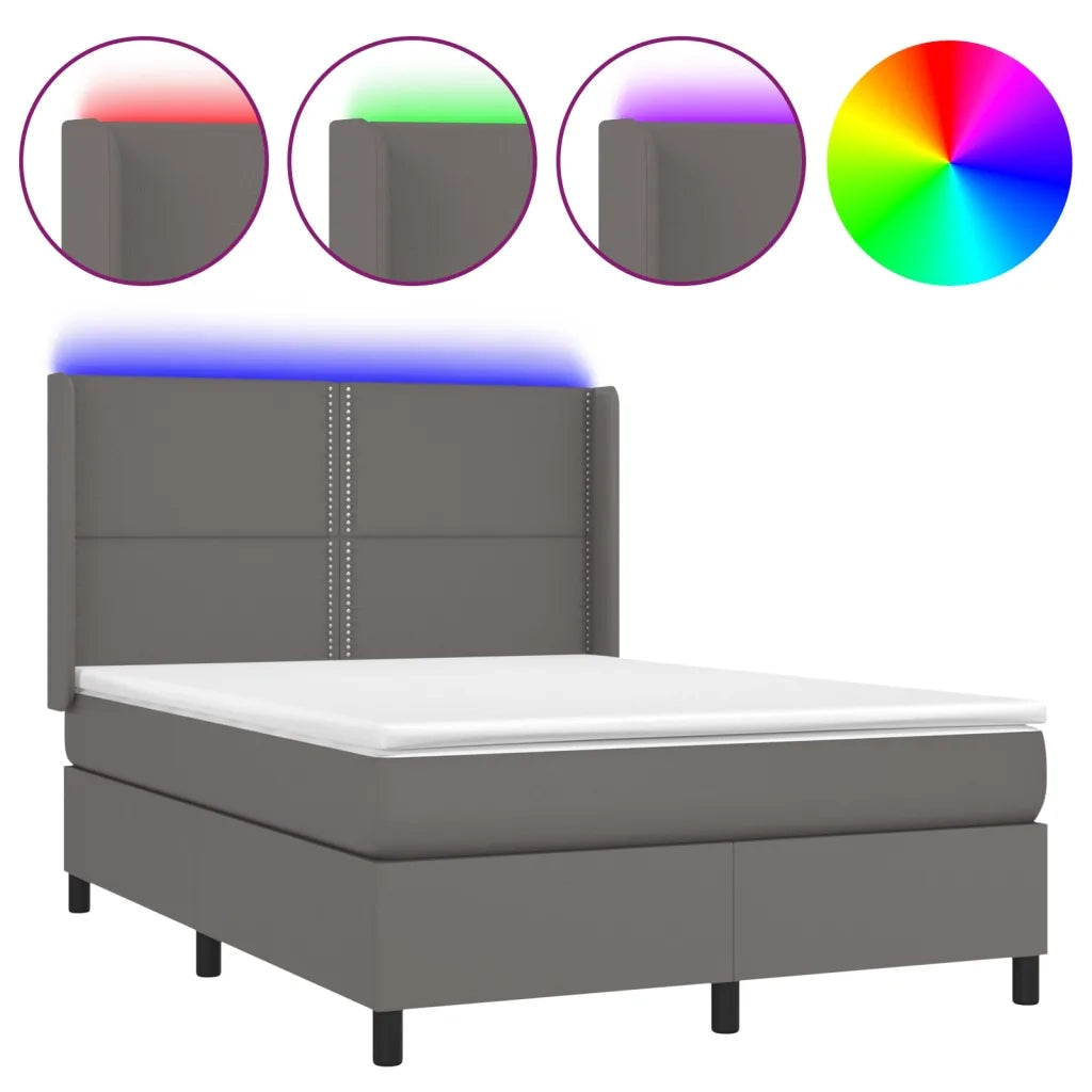 Giroletto Molle con Materasso e LED Grigio 140x200cm Similpellecod mxl 75613