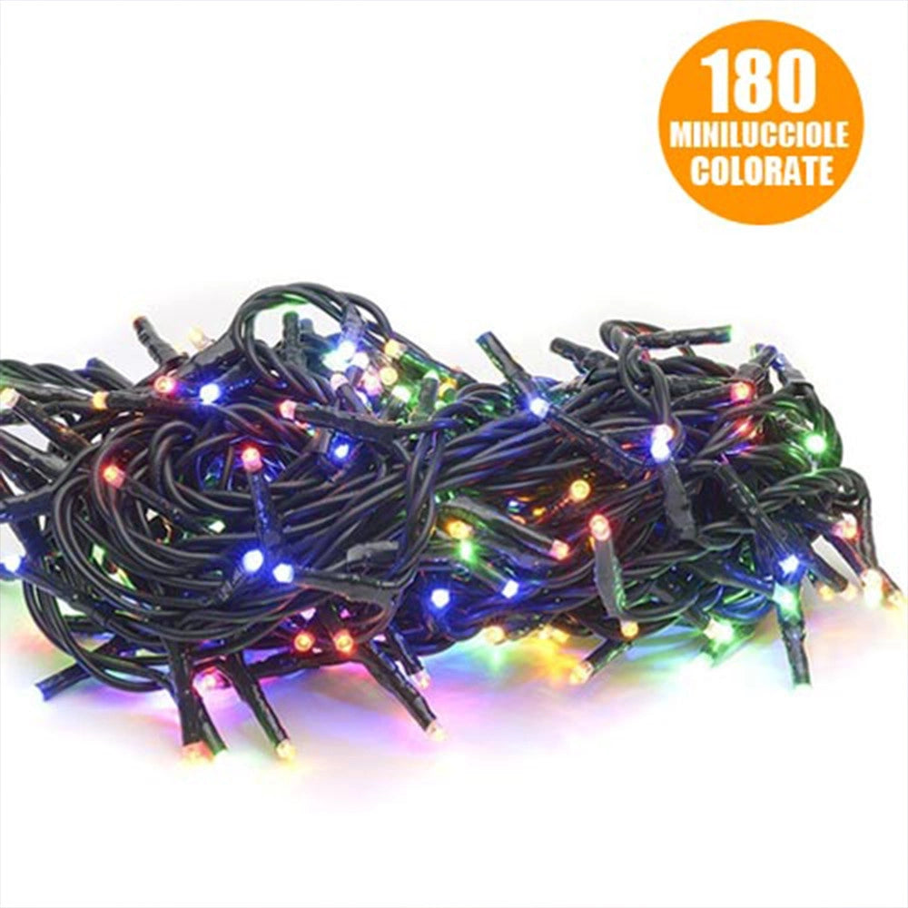 Trade Shop - Catena Luci Natalizia 9 Metri 180 Minilucciole 3 Vie Multicolor Con Controller -