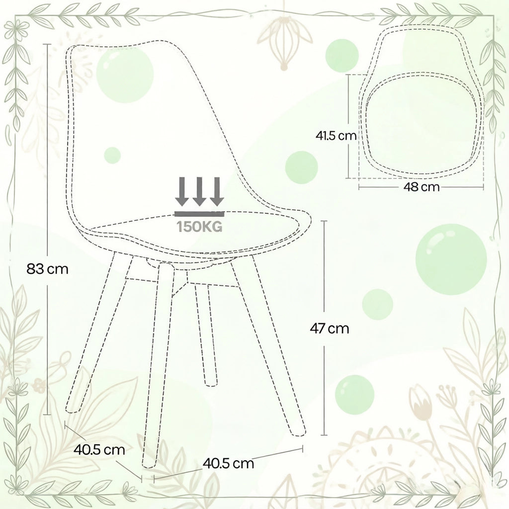 SEDIA Girevole 360° 83 cm in Similpelle Nera e Legno Massello Set da 4 pezzi