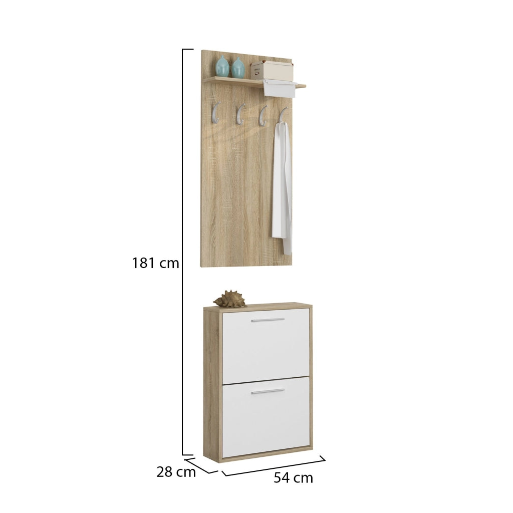 Sestola, Mobile da Ingresso Paia, 54x28x181h cm Marrone Rovere