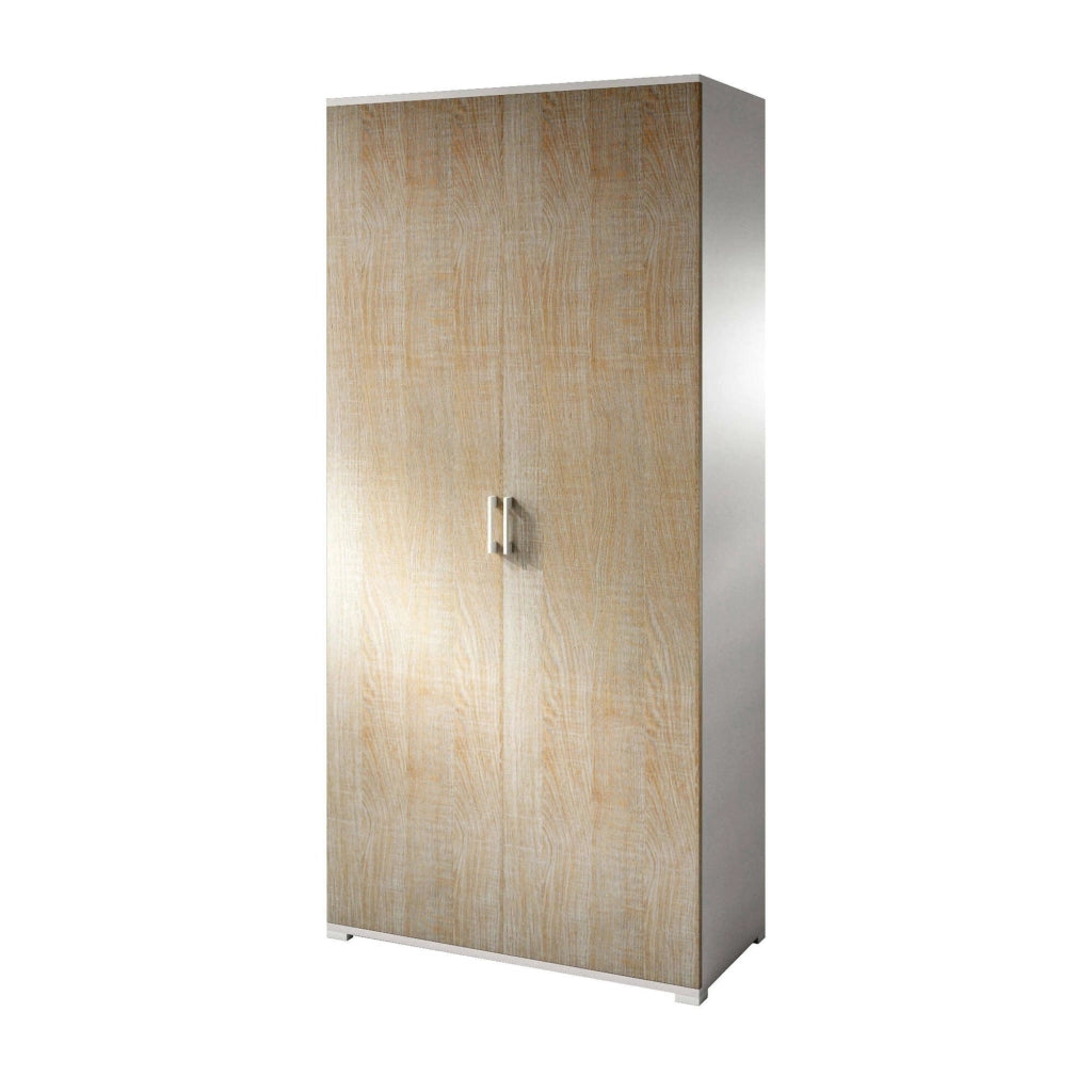 Aliosha, Armadio Multiuso 2 Ante 4 Ripiani Made in Italy, 90x195h cm Marrone Rovere