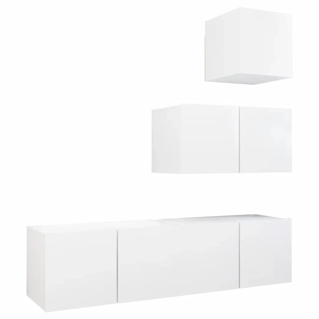 Set Mobili Porta TV 4 pz Bianco in Legno Multistrato 3078734