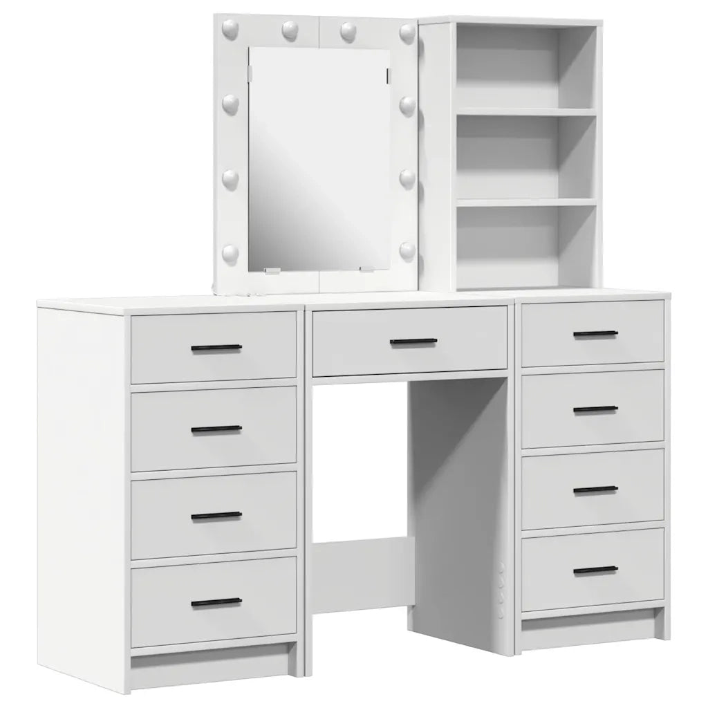 Tavolo da Trucco con cassetto 3 pcs Bianco Legno multistrato 3334218