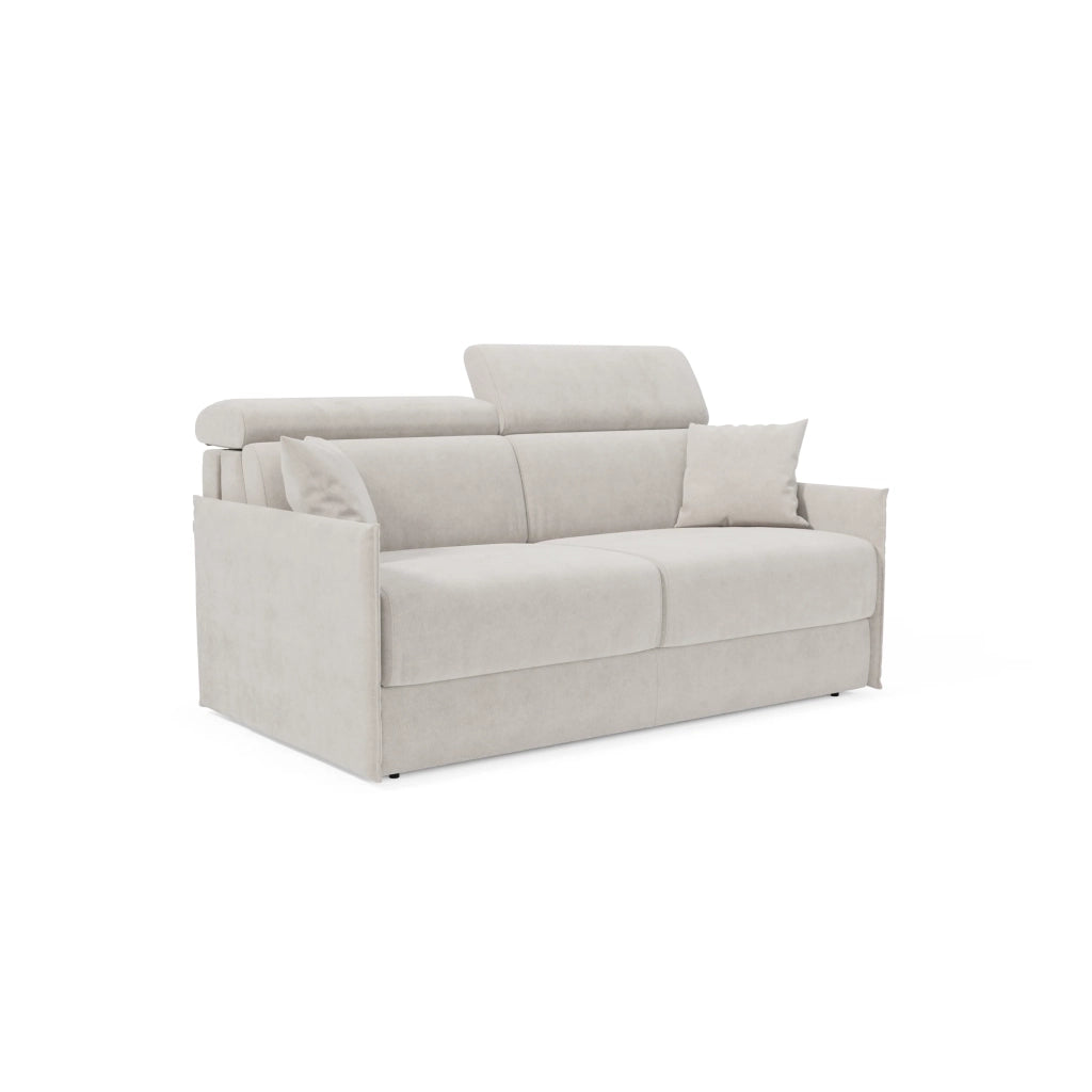 Miryam Divano letto con poggiatesta reclinabili e comfort maxi - design compatto in morbido tessuto smacchiabile T31 149 cm bianco