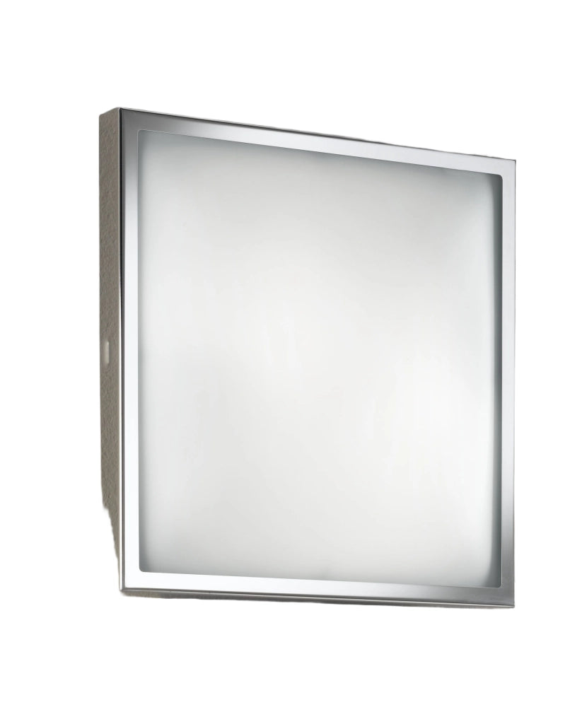 Osaka Plafoniera LED 30x30 cm 12W 1100lm 3000K Warm White Cromo Struttura in Metallo e Vetro - Design Moderno per Illuminazione Interni