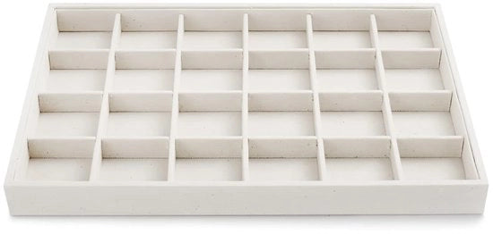Organizzatore di gioielli a scaffale ripiegabile - 24 contenitori - Composizione di legno di alta qualità - Finitura in velluto