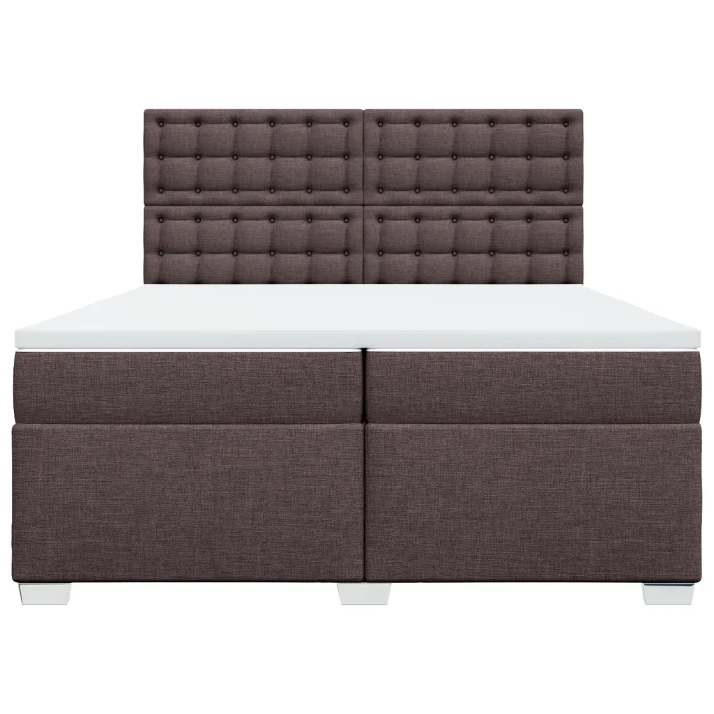 Giroletto a Molle con Materasso Marrone Scuro 200x200cm Tessuto