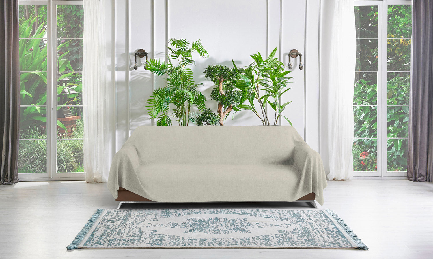 Telo Arredo Coprittutto Copridivano in Cotone Panna 170x300 cm