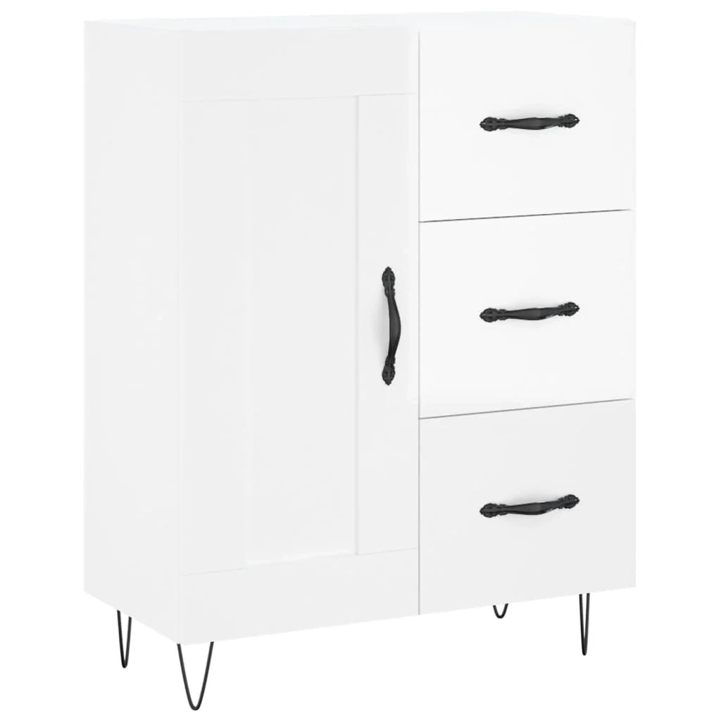 Buffet credenza cassettiera mobiletto mobile contenitore organizer per cucina soggiorno finitura lucida 69,5 x 34 x 90 cm legno ingegnerizzato bianco 02_0030693