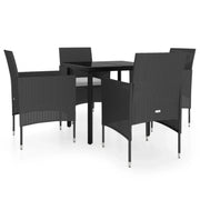Set da Pranzo da Giardino 5 pz | Set Salotto da Giardino con Cuscini Nero