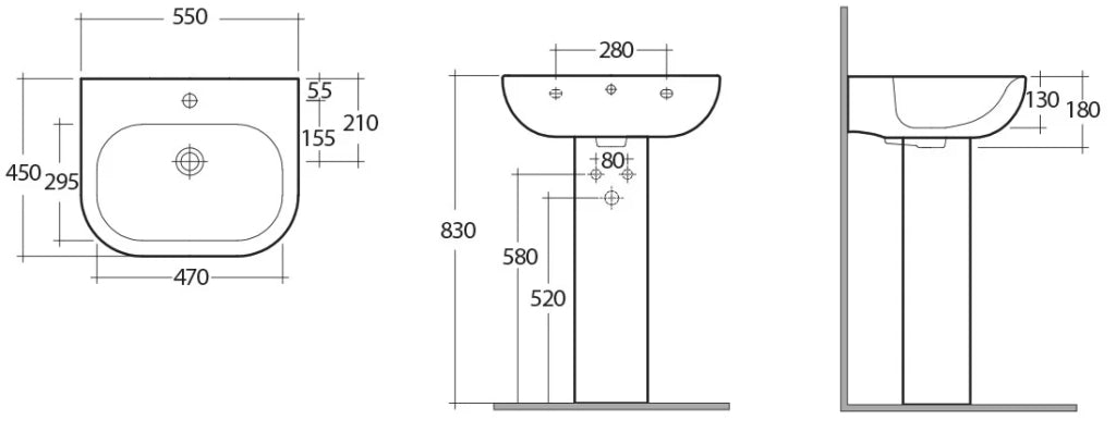 Lavabo tonique 55cm