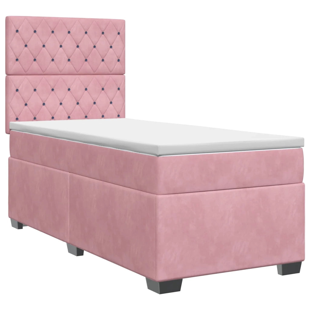 Letto box spring con materasso Rosa 90 x 200 cm Velluto 3453565