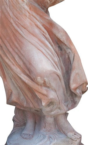 Biscottini Statua invecchiata, in terracotta toscana 100% Made in Italy interamente Lavorata a Mano L37xPR40xH142 cm.