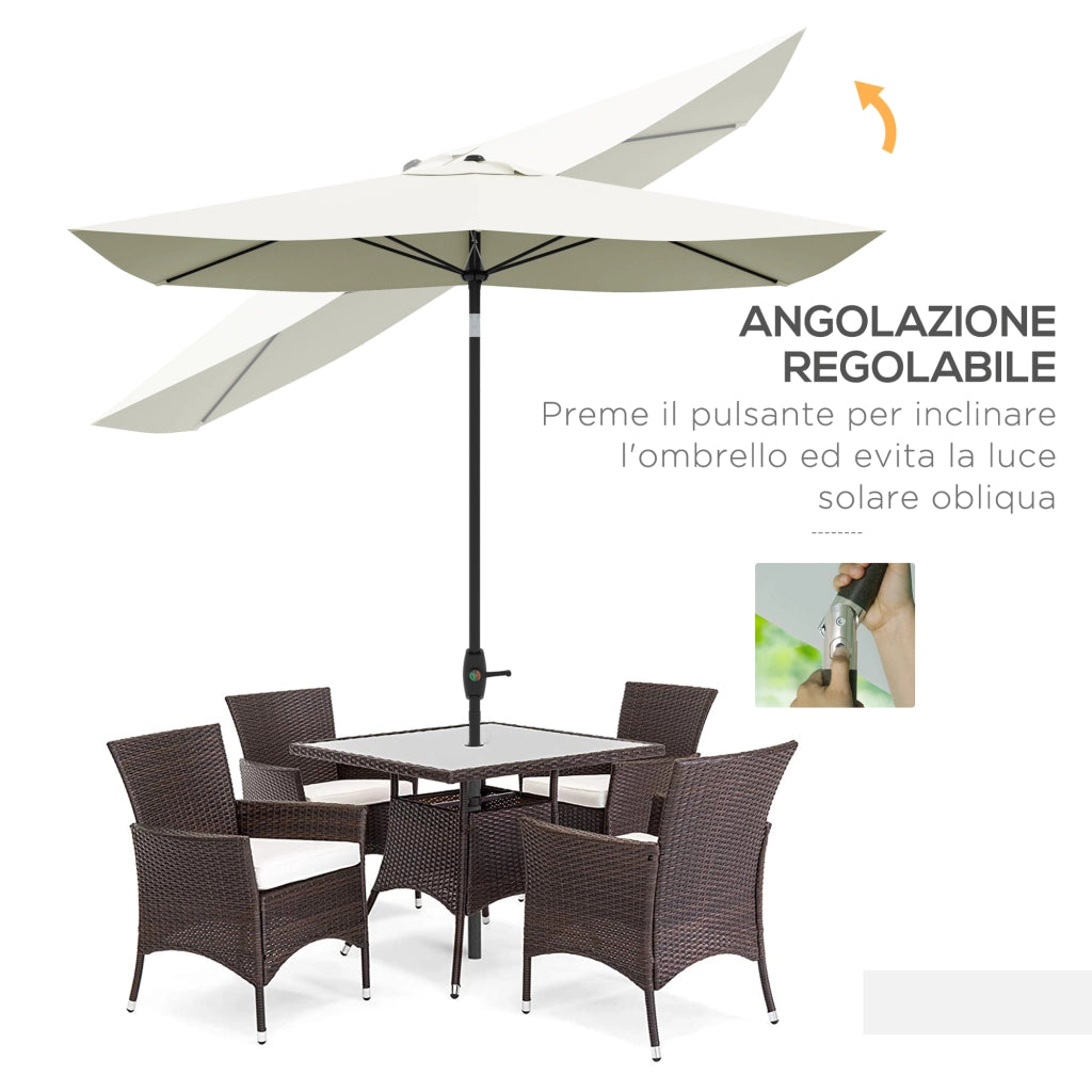 Ombrellone Rettangolare da Giardino ¨C Zephmum ¨C Beige 2x3 m