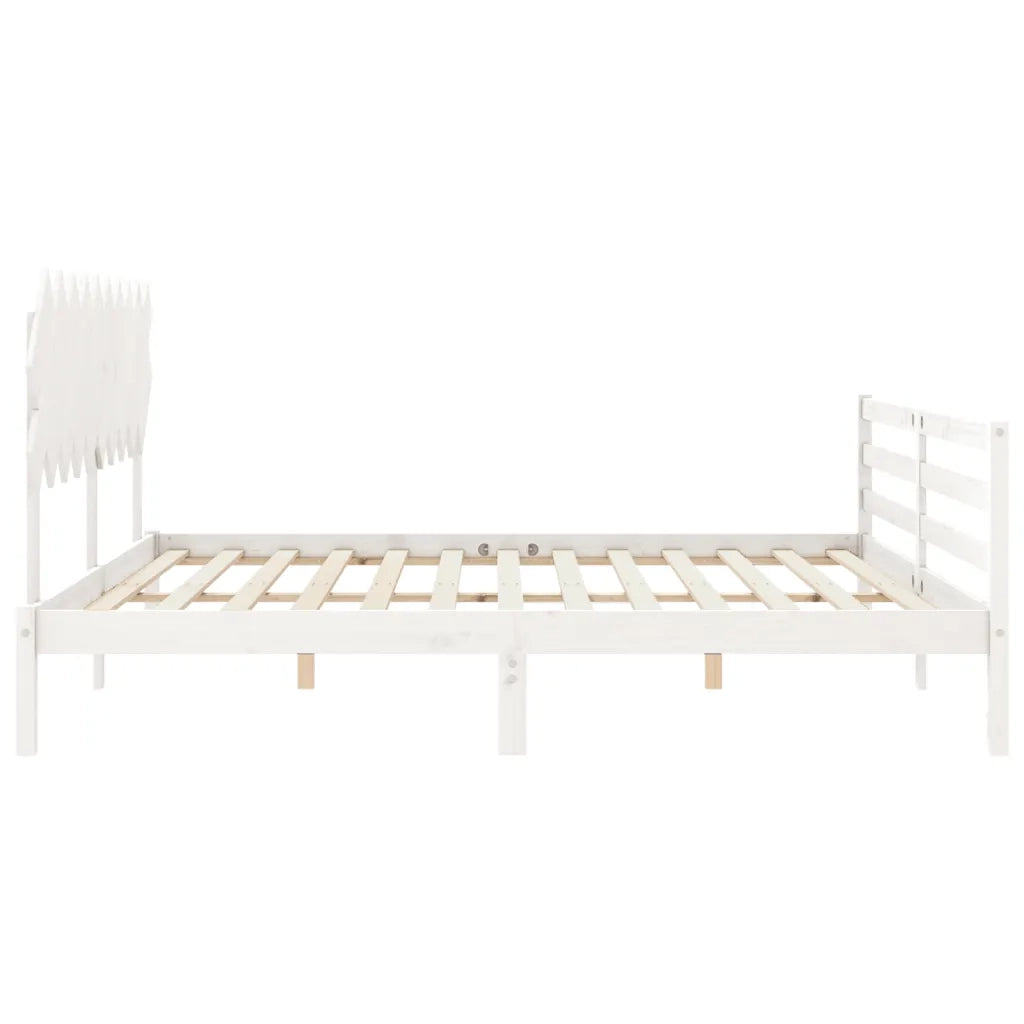 Giroletto con Testiera Bianco 200x200 cm in Legno Massello 3195307