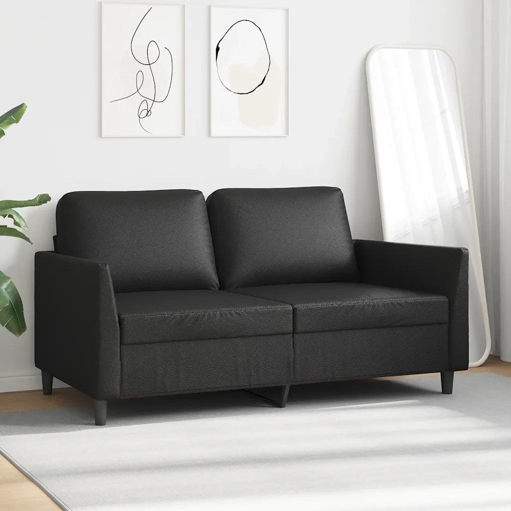 Divano a 2 Posti Nero 140 cm in Similpelle 359333