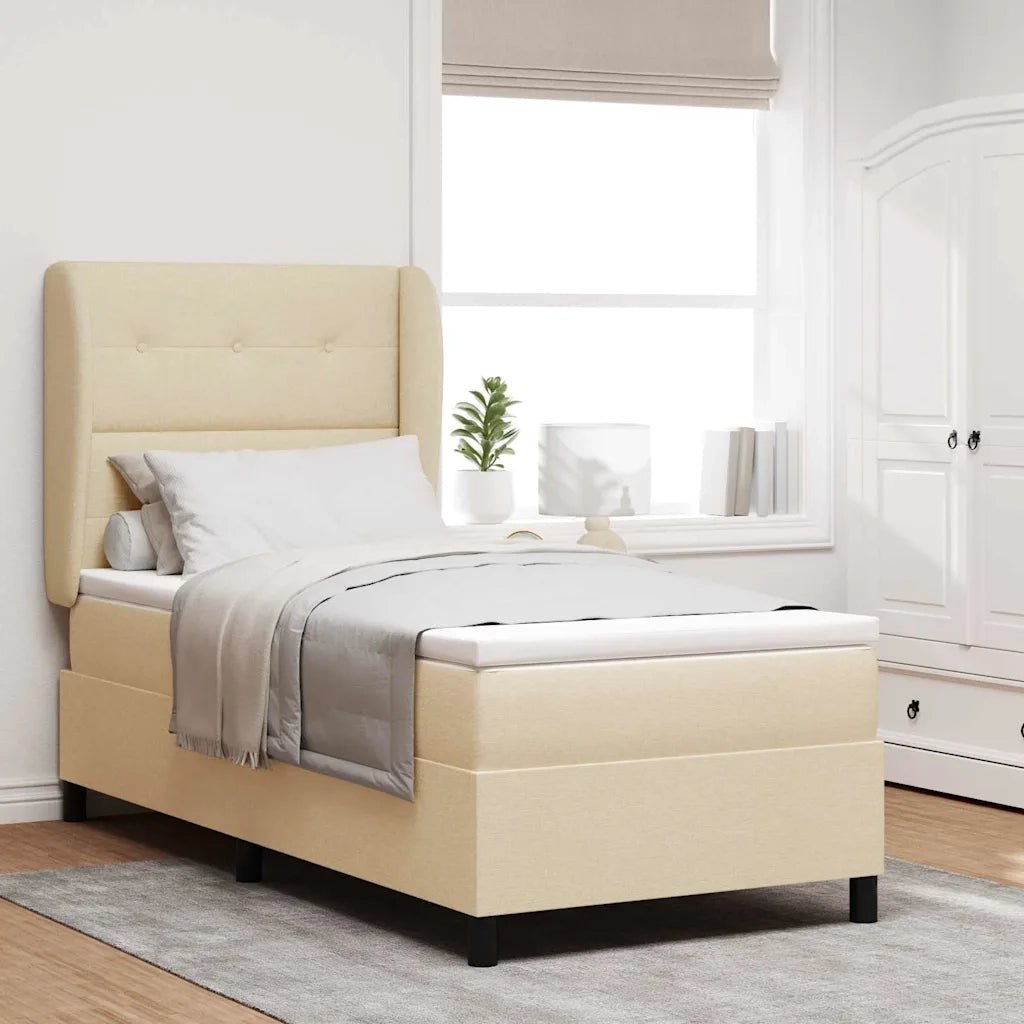 Letto a molle con materasso Crema 80 x 200 cm Tessuto 3340534