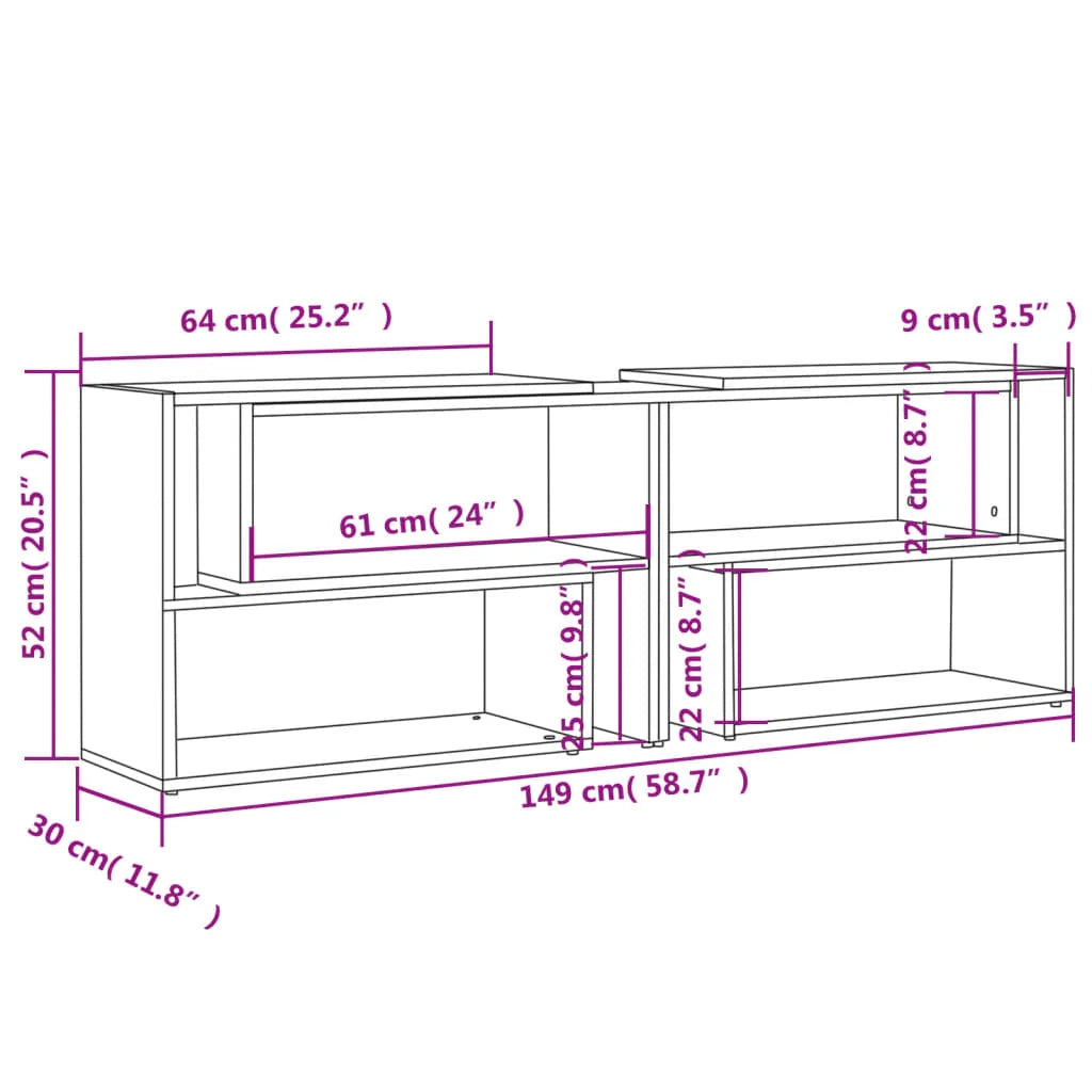 Mobile TV multimediale mensola TV credenza TV sala da pranzo soggiorno camera da letto finitura lucida 149 x 30 x 52 cm legno ingegnerizzato grigio 02_0027026