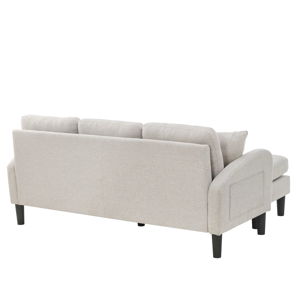 Divano angolare modulare 3 posti con chaise longue in tessuto beige grigio 166 × 118 × 77 cm