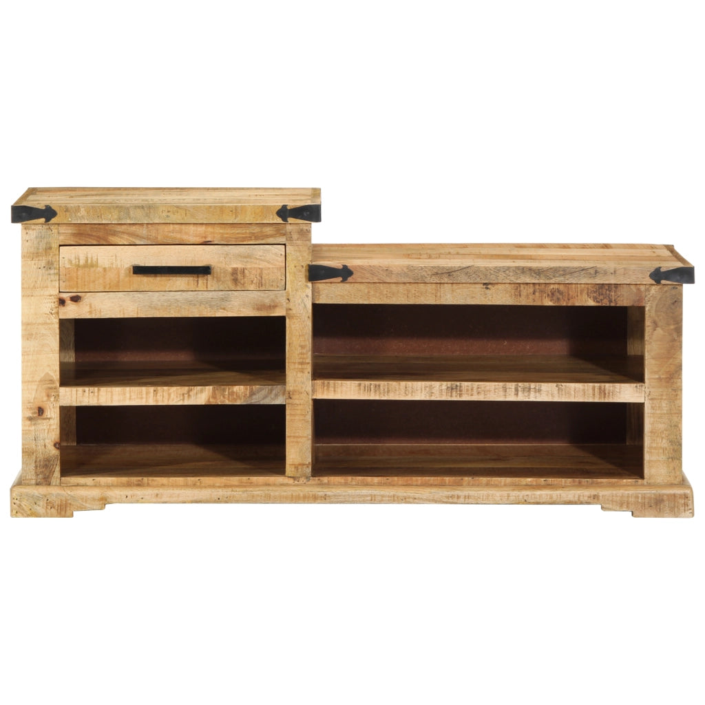 Panchina da scarpe 110x35x50 cm in legno massello di mango grezzo