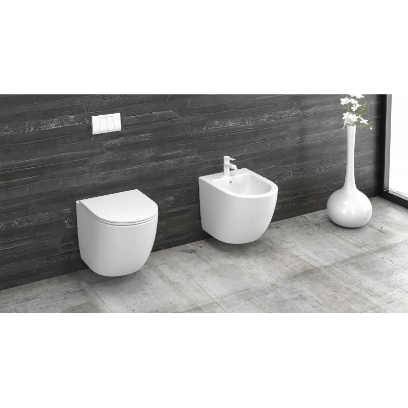 WC senza brida bianco sospeso MILOS 49x37x36 cm con sedile WC a chiusura ammortizzata