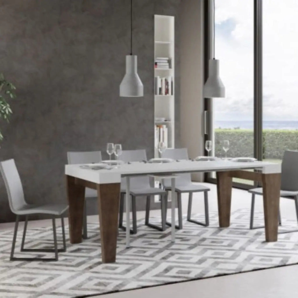 Consolle allungabile 90x40/196 cm Spimbo Mix Small piano bianco frassino - struttura noce