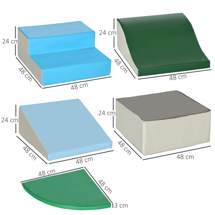 Set 6 Costruzioni Morbide per Bambini 1-3 Anni in PU ed EPE Multicolore Verde e Blu