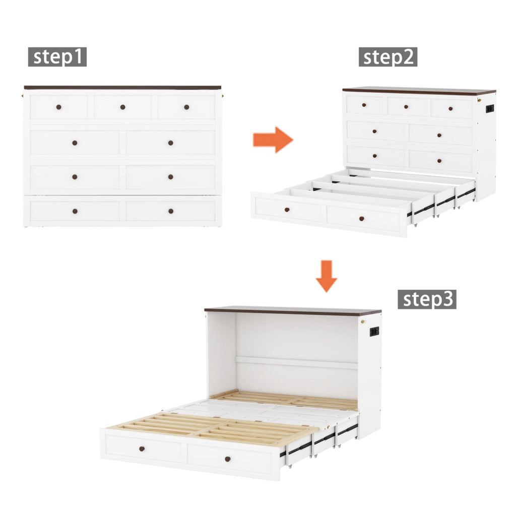 Letto matrimoniale trasformabile in armadio 140x200 cm bianco