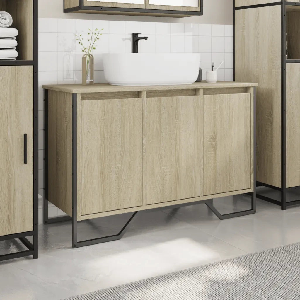 Mobile Lavabo Bagno Rovere Sonoma 91x35x60 cm in Truciolato 848660